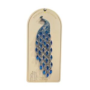 Eye Candy Los Angeles Blue Crystal Peacock Brooch Silver Tone Alloy Statement